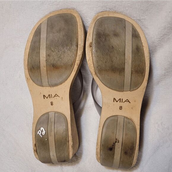 MIA wood platform flip flop sandals size 8 Y2k 2000s Bratz - Picture 7 of 9